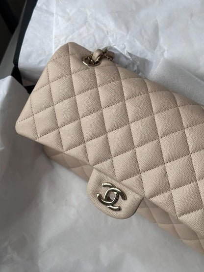 CHANEL Light Beige Medium Classic Flap