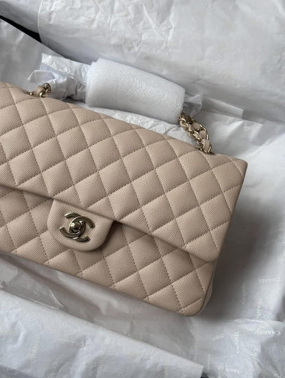 CHANEL Light Beige Medium Classic Flap