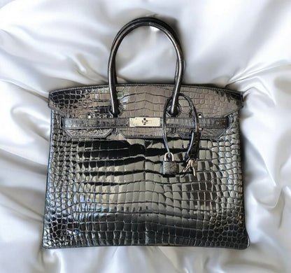 HERMÈS Black Croc Birkin 35