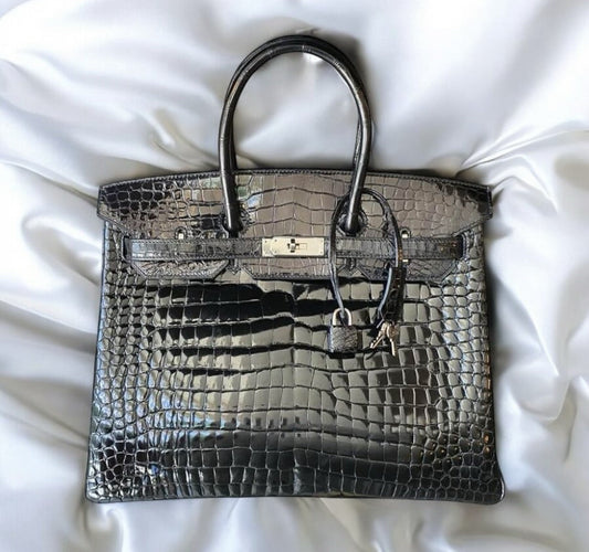 HERMÈS Black Croc Birkin 35