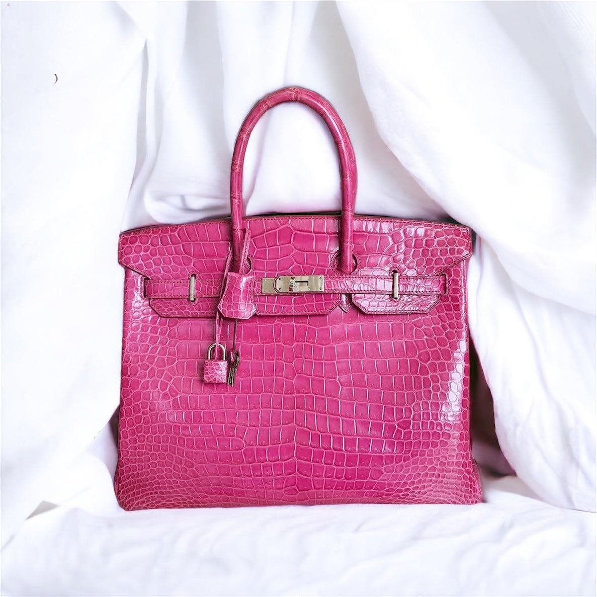 HERMÈS Pink Croc Birkin 30