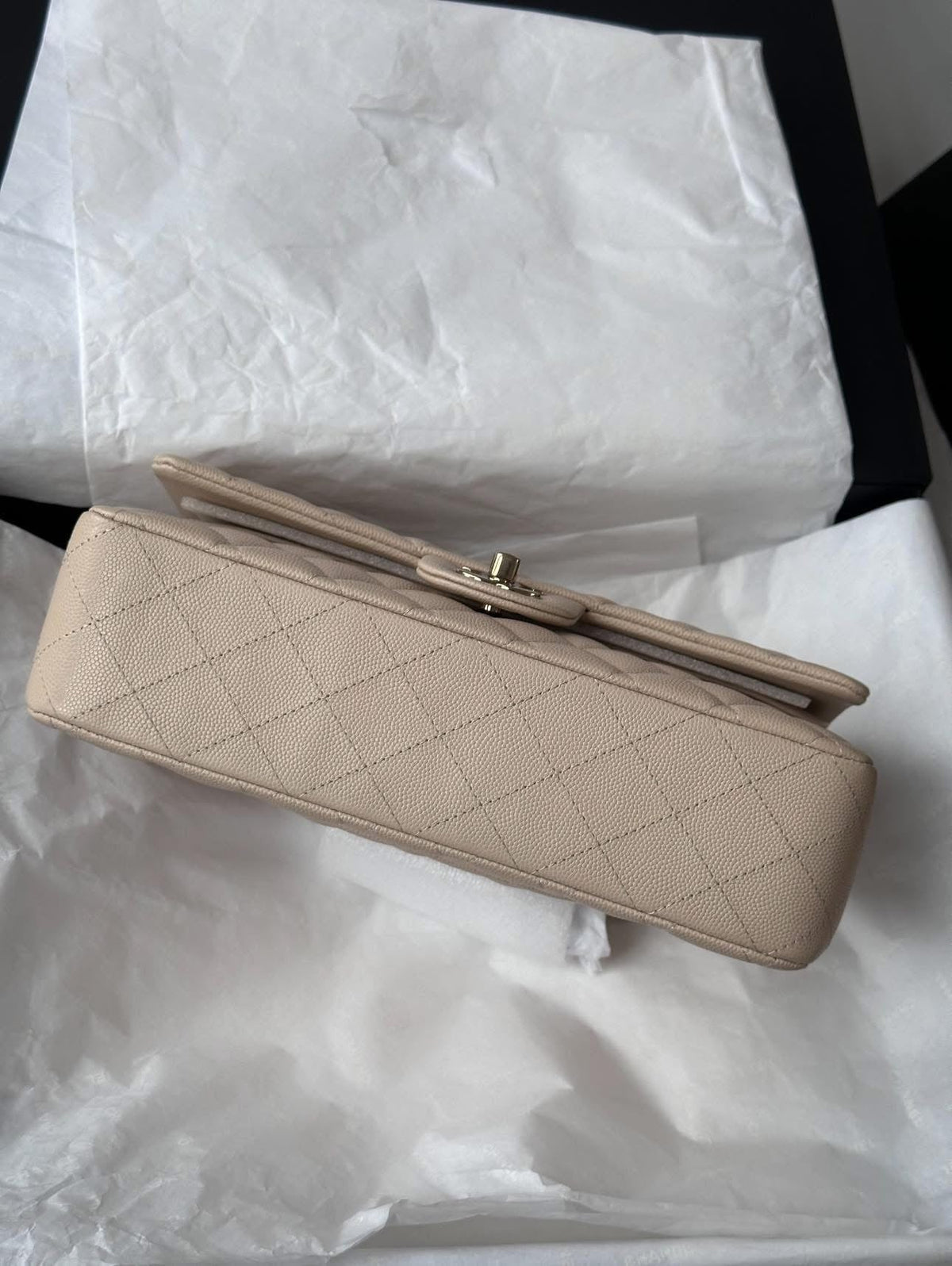 CHANEL Light Beige Medium Classic Flap