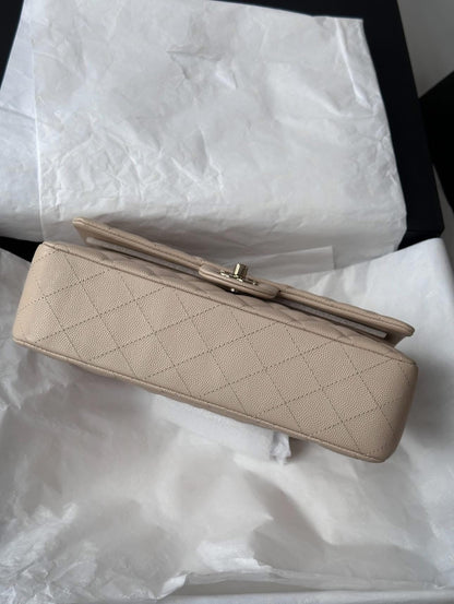 CHANEL Light Beige Medium Classic Flap