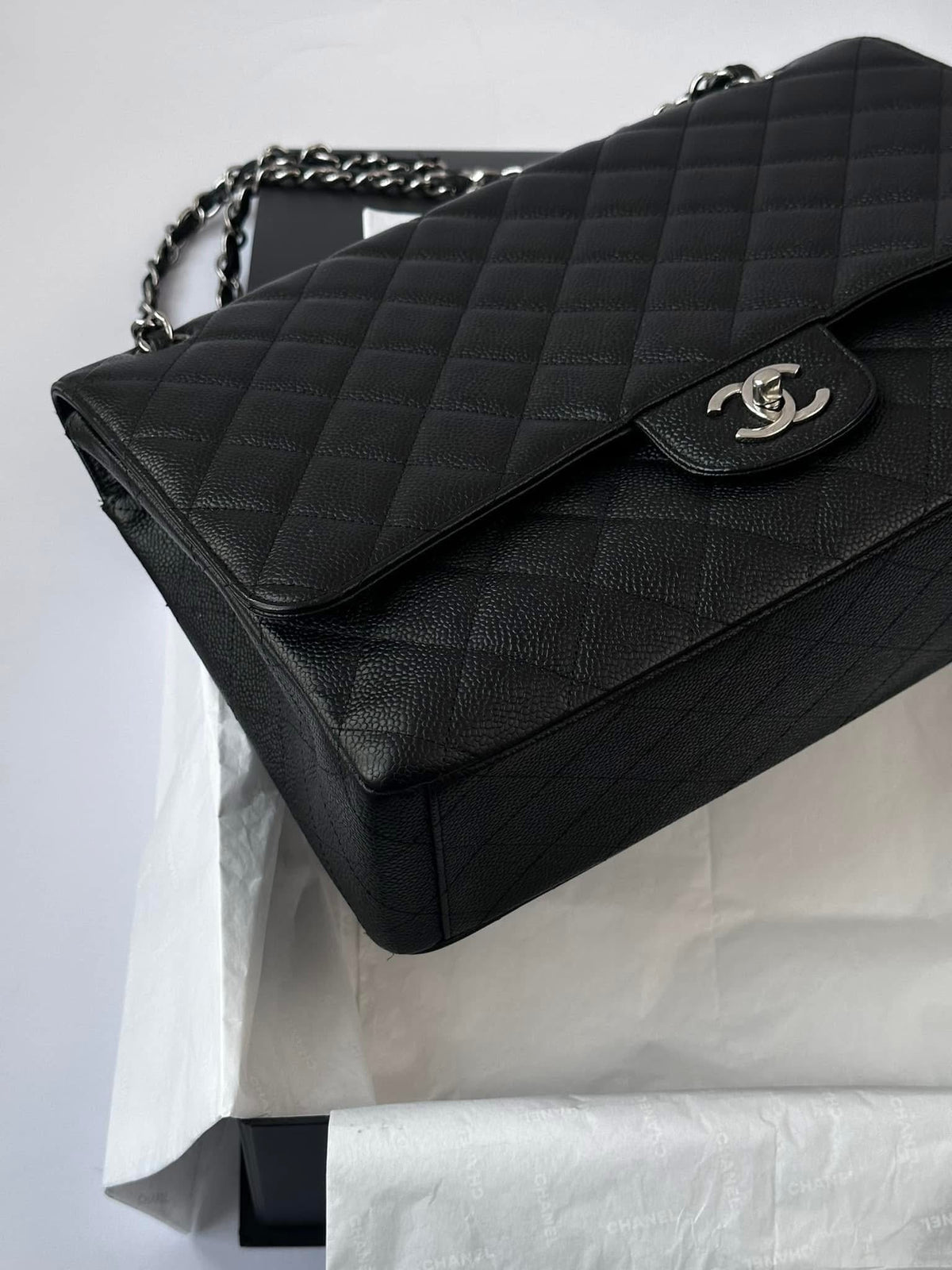 CHANEL Black Maxi Single Flap