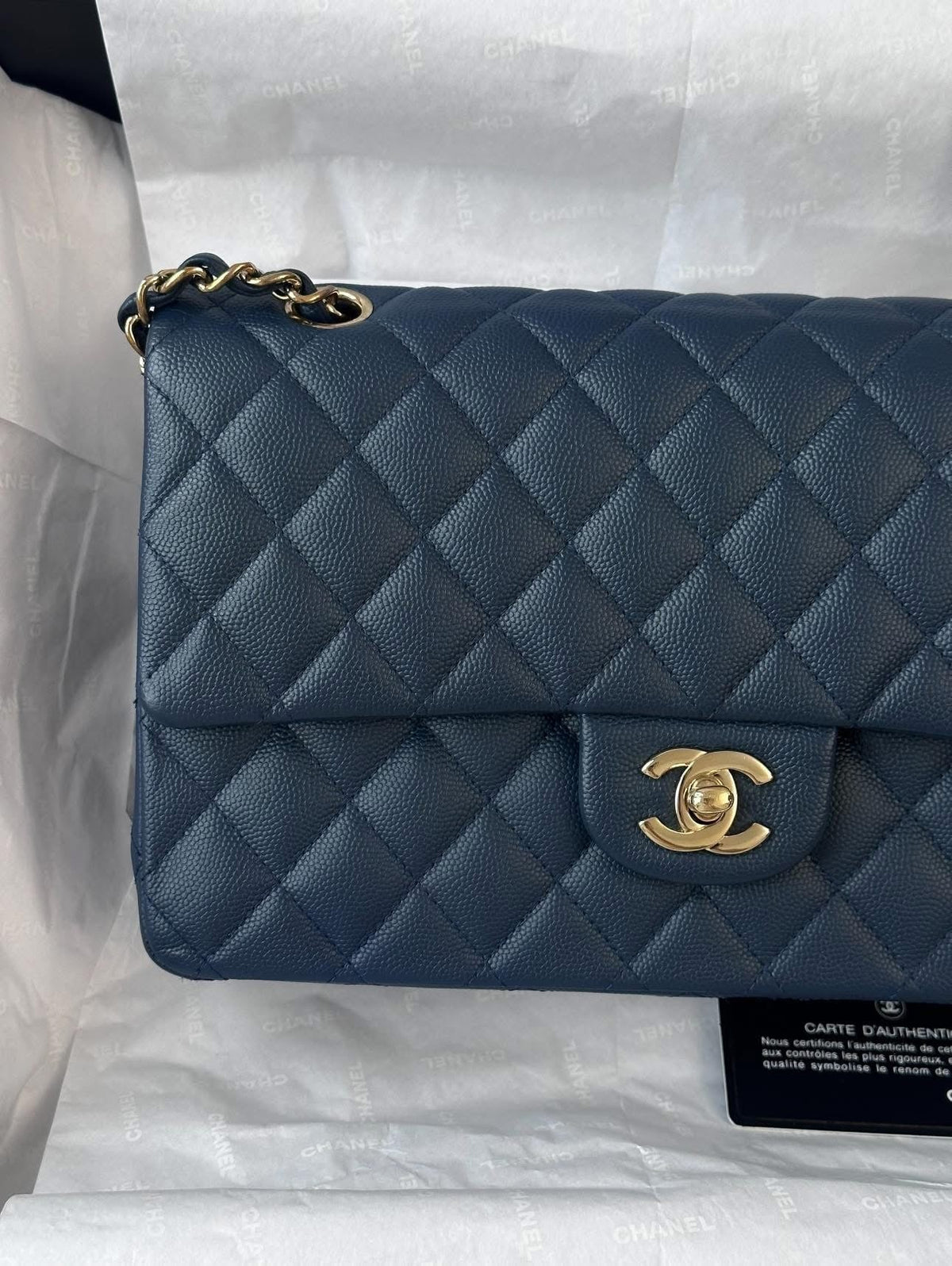 CHANEL Medium Navy Blue LGHW
