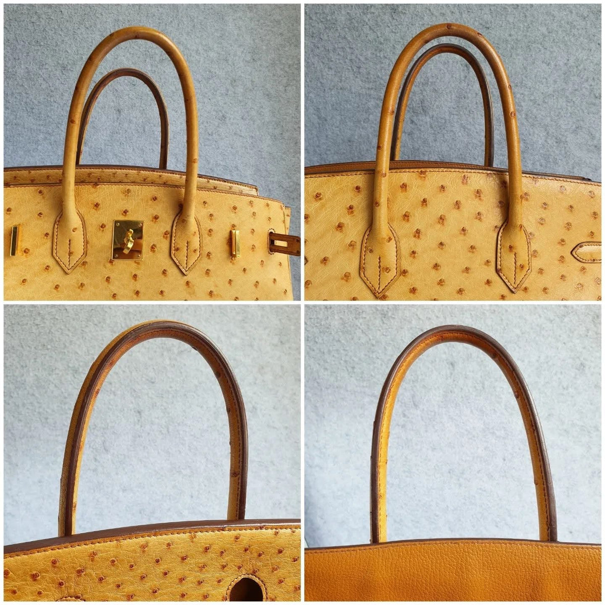 HERMES Brown Ostrich Skin Birkin 35