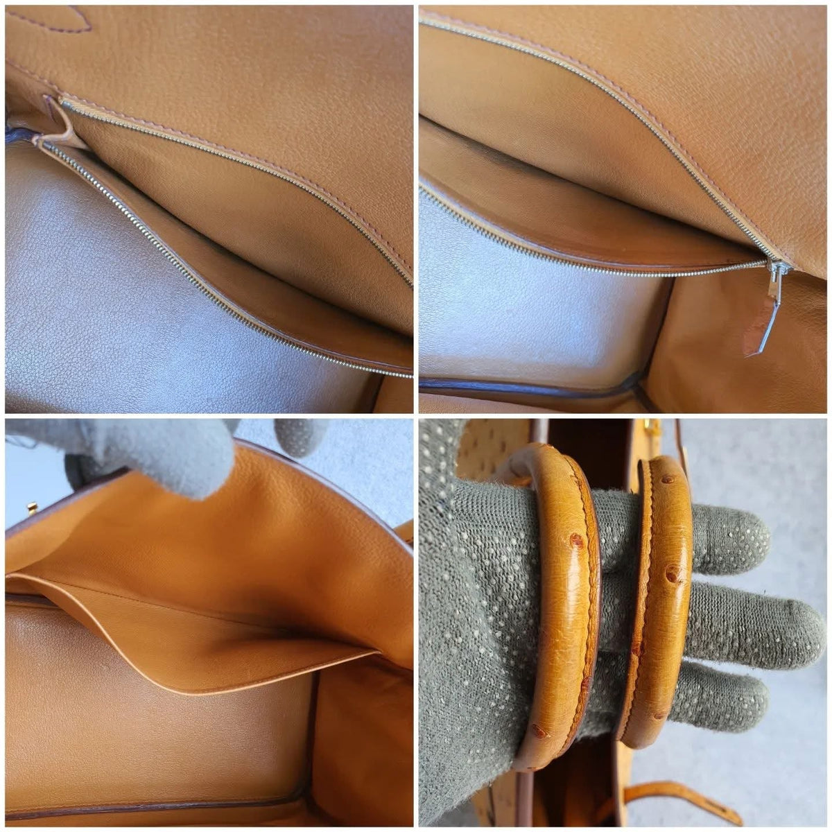 HERMES Brown Ostrich Skin Birkin 35