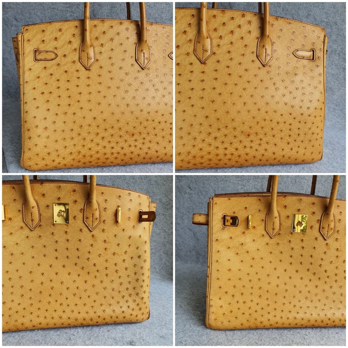 HERMES Brown Ostrich Skin Birkin 35