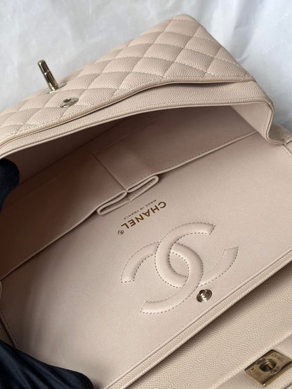 CHANEL Light Beige Medium Classic Flap