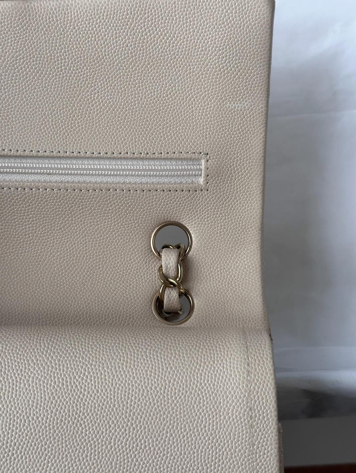 CHANEL Light Beige Medium Classic Flap
