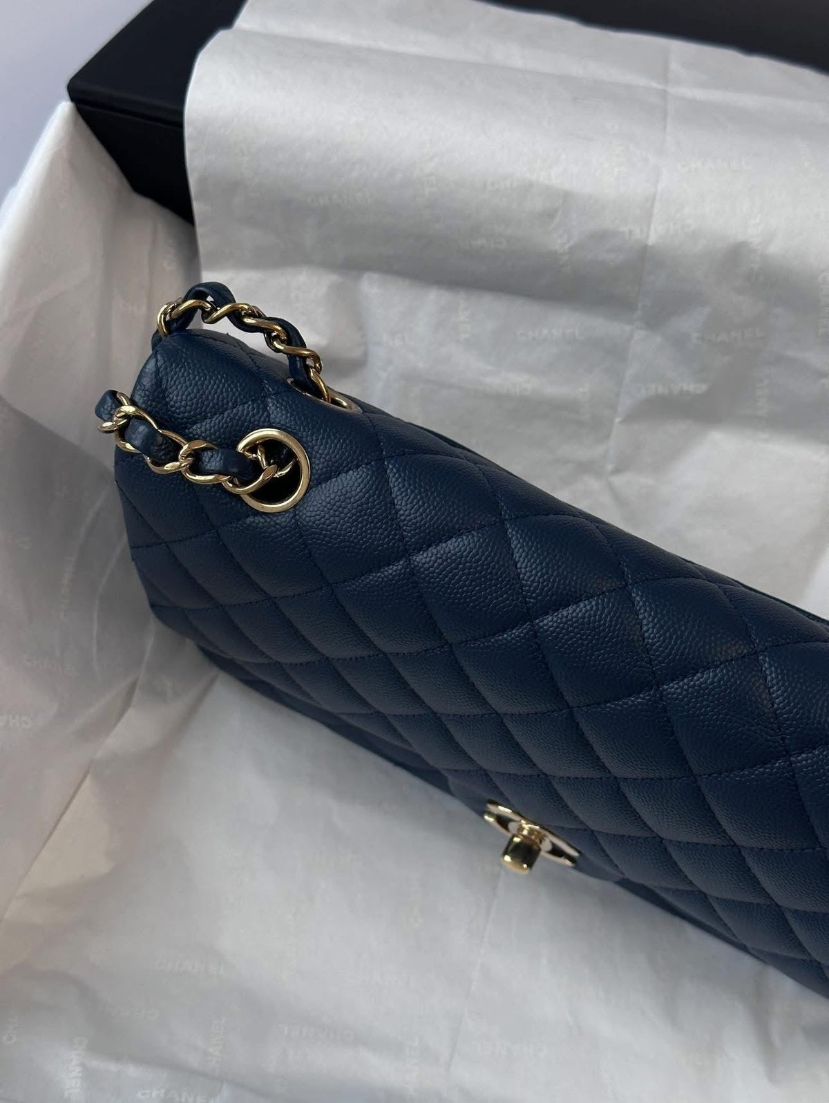 CHANEL Medium Navy Blue LGHW