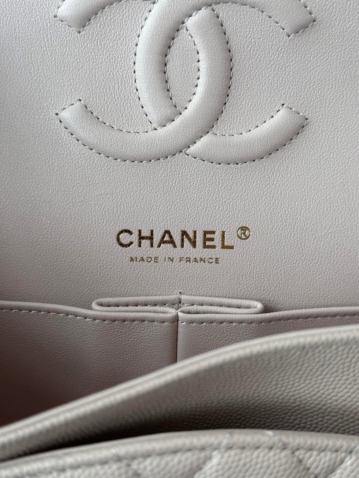 CHANEL Light Beige Medium Classic Flap
