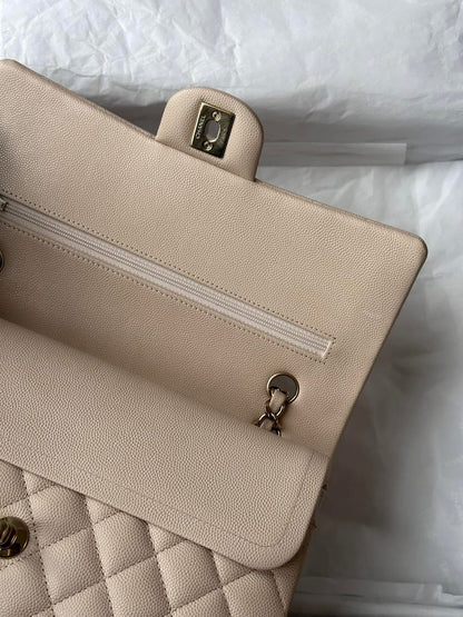CHANEL Light Beige Medium Classic Flap
