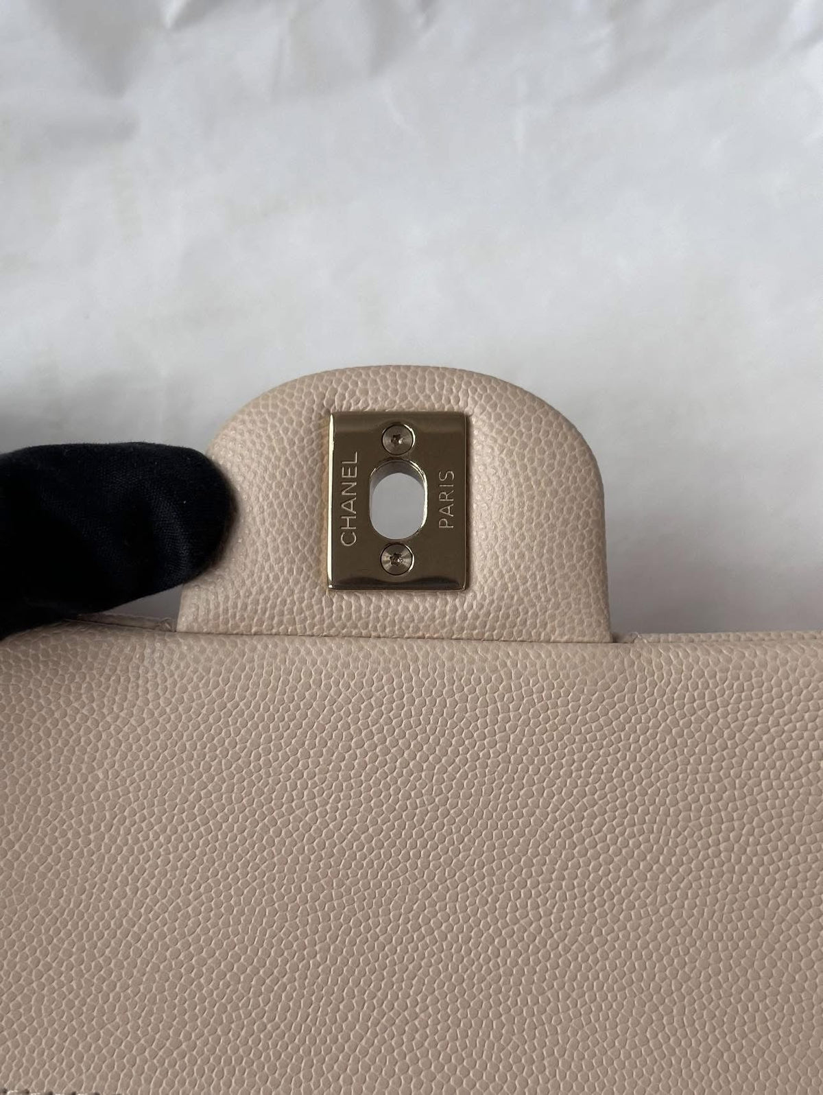 CHANEL Light Beige Medium Classic Flap
