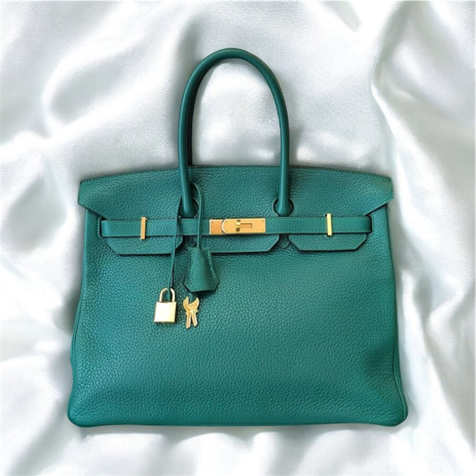HERMES Malachite Green Birkin 35